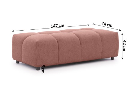 Bubble - Ecksofa mit Schlaffunktion und Hocker mit losen Rückenkissen und Sitzfläche in Bubble-Optik aus weichem Strukturstoff