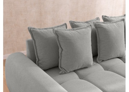 Bubble - Ecksofa mit Schlaffunktion und Hocker mit losen Rückenkissen und Sitzfläche in Bubble-Optik aus weichem Strukturstoff