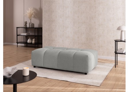 Bubble - Ecksofa mit Schlaffunktion und Hocker mit losen Rückenkissen und Sitzfläche in Bubble-Optik aus weichem Strukturstoff