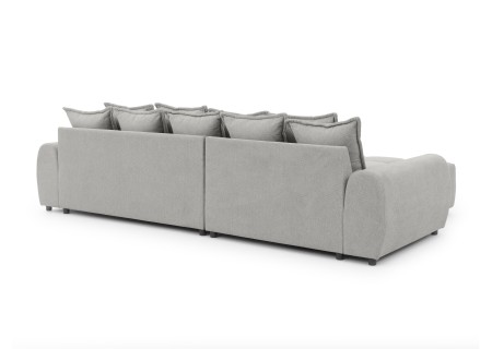 Bubble - Ecksofa mit Schlaffunktion und Hocker mit losen Rückenkissen und Sitzfläche in Bubble-Optik aus weichem Strukturstoff