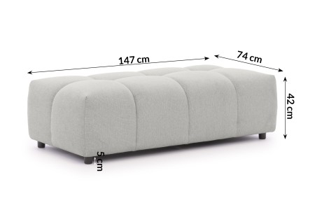 Bubble - Ecksofa mit Schlaffunktion und Hocker mit losen Rückenkissen und Sitzfläche in Bubble-Optik aus weichem Strukturstoff