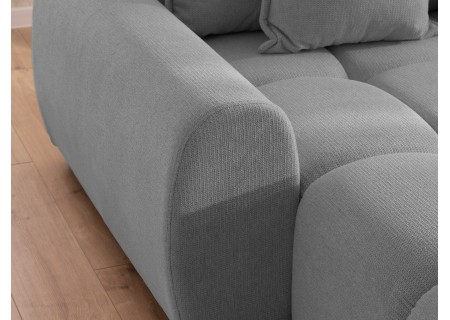 Bubble - Ecksofa mit Schlaffunktion und Hocker mit losen Rückenkissen und Sitzfläche in Bubble-Optik aus weichem Strukturstoff