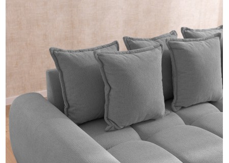 Bubble - Ecksofa mit Schlaffunktion und Hocker mit losen Rückenkissen und Sitzfläche in Bubble-Optik aus weichem Strukturstoff