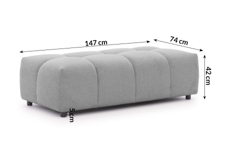 Bubble - Ecksofa mit Schlaffunktion und Hocker mit losen Rückenkissen und Sitzfläche in Bubble-Optik aus weichem Strukturstoff