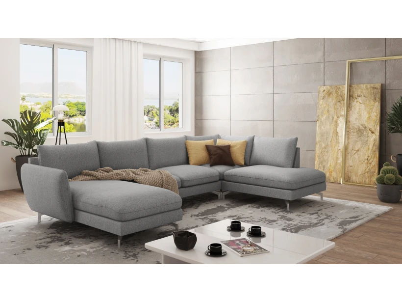 Patrick - Wohnlandschaft mit Silber Metall Füßen