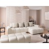 Bubble - Ecksofa mit Schlaffunktion und Hocker mit losen Rückenkissen und Sitzfläche in Bubble-Optik aus weichem Strukturstoff