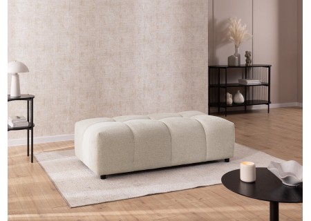 Bubble - Ecksofa mit Schlaffunktion und Hocker mit losen Rückenkissen und Sitzfläche in Bubble-Optik aus weichem Strukturstoff