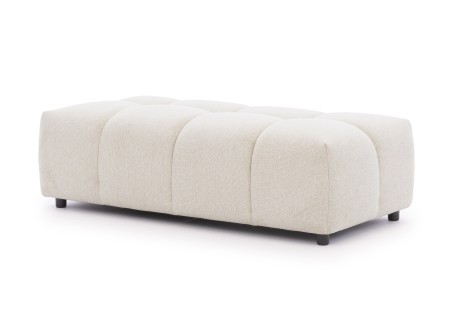 Bubble - Ecksofa mit Schlaffunktion und Hocker mit losen Rückenkissen und Sitzfläche in Bubble-Optik aus weichem Strukturstoff
