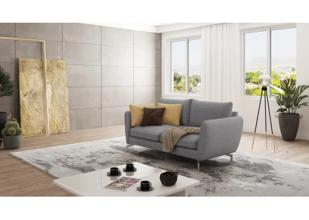 Patrick - Modernes Sofa 2-Sitzer mit Silber Metall Füßen
