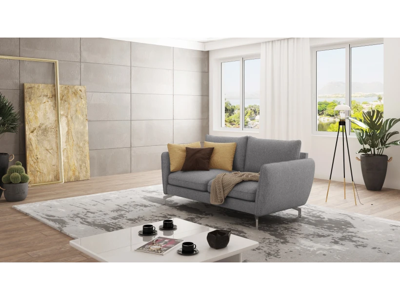 Patrick - Modernes Sofa 2-Sitzer mit Silber Metall Füßen