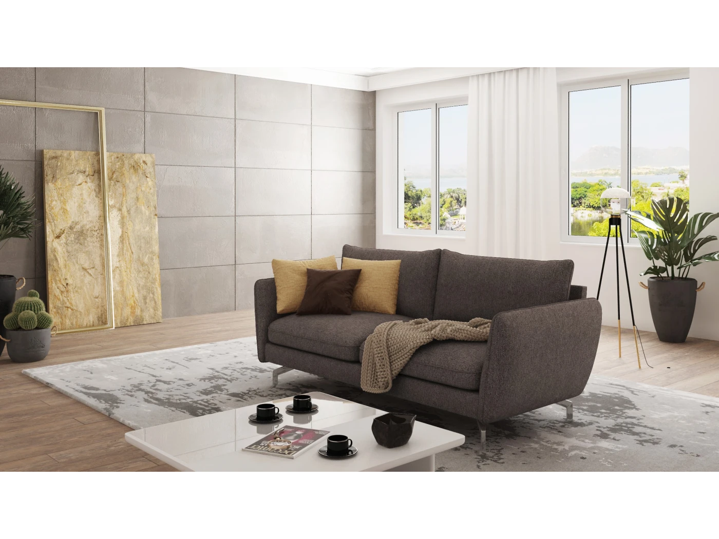 Patrick - Modernes Sofa 3-Sitzer mit Silber Metall Füßen