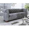Alnem - Chesterfield Sofa 3-Sitzer aus Samt-Stoff mit Holzfüßen