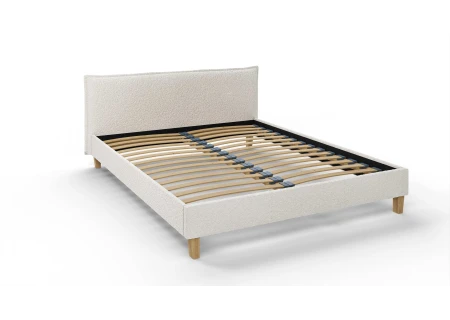 Gabriella - Polsterbett Boucle Stoff Füße aus Massivholz