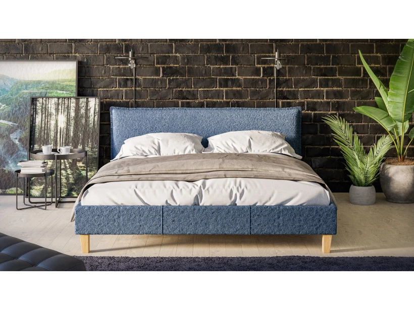 Gabriella - Polsterbett Boucle Stoff Füße aus Massivholz