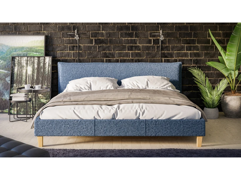 Gabriella - Polsterbett Boucle Stoff Füße aus Massivholz