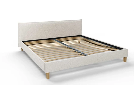 Gabriella - Polsterbett Boucle Stoff Füße aus Massivholz