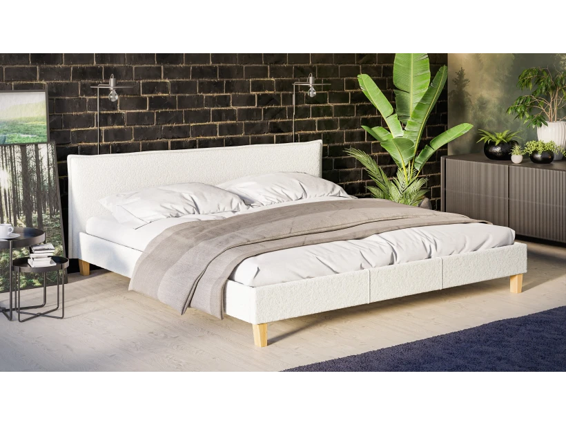 Gabriella - Polsterbett Boucle Stoff Füße aus Massivholz