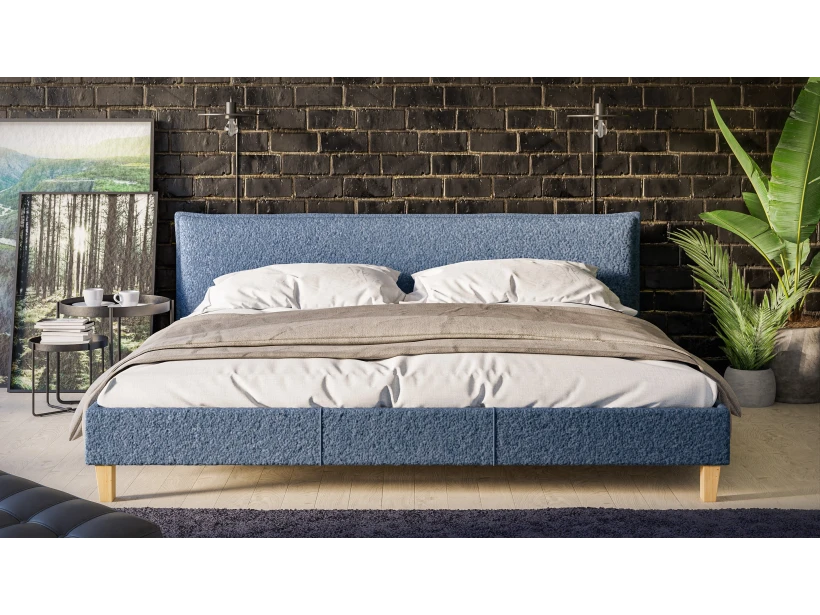 Gabriella - Polsterbett Boucle Stoff Füße aus Massivholz