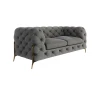 Natalie - Chesterfield Sofa 2-Sitzer mit Goldene Metall Füßen
