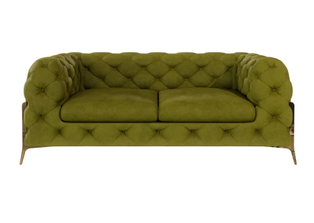 Natalie - Chesterfield Sofa 2-Sitzer mit Goldene Metall Füßen