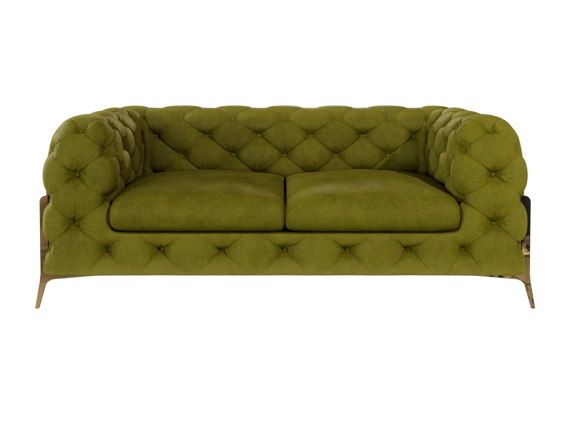 Natalie - Chesterfield Sofa 2-Sitzer mit Goldene Metall Füßen