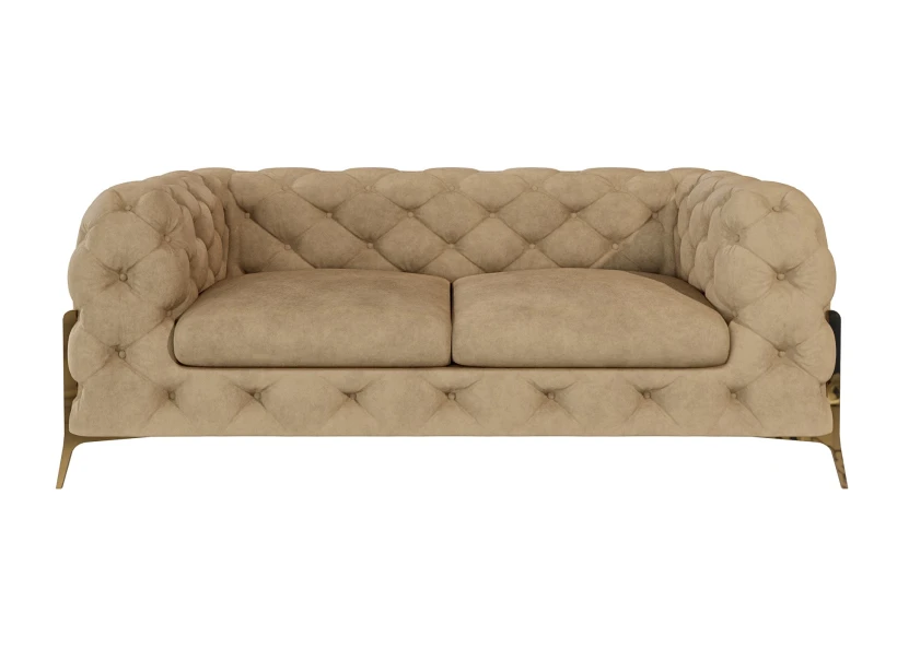 Natalie - Chesterfield Sofa 2-Sitzer mit Goldene Metall Füßen