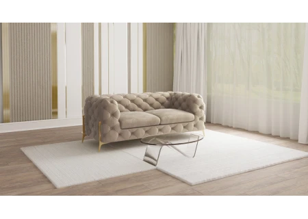 Natalie - Chesterfield Sofa 2-Sitzer mit Goldene Metall Füßen
