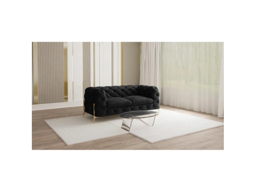 Natalie - Chesterfield Sofa 2-Sitzer mit Goldene Metall Füßen