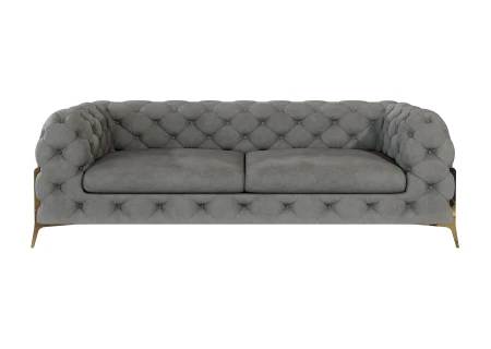 Natalie - Chesterfield Sofa 3-Sitzer mit Goldene Metall Füßen