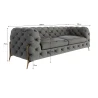 Natalie - Chesterfield Sofa 3-Sitzer mit Goldene Metall Füßen