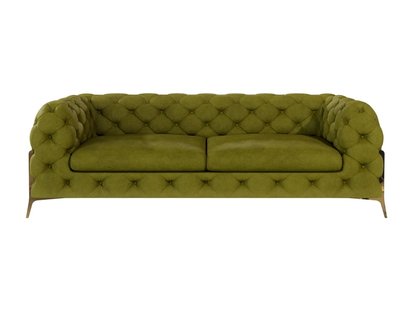 Natalie - Chesterfield Sofa 3-Sitzer mit Goldene Metall Füßen