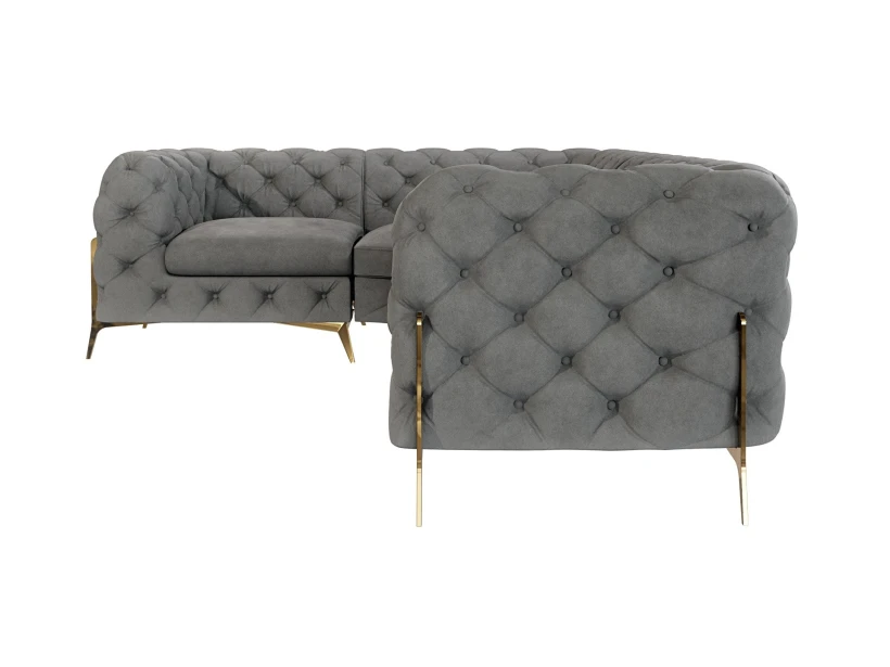 Natalie - Chesterfield Ecksofa mit Goldene Metall Füßen