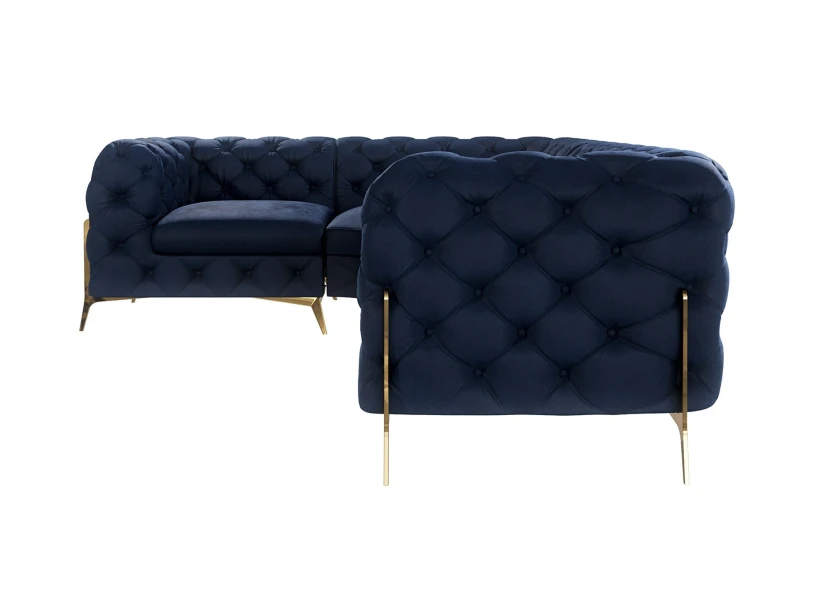 Natalie - Chesterfield Ecksofa mit Goldene Metall Füßen