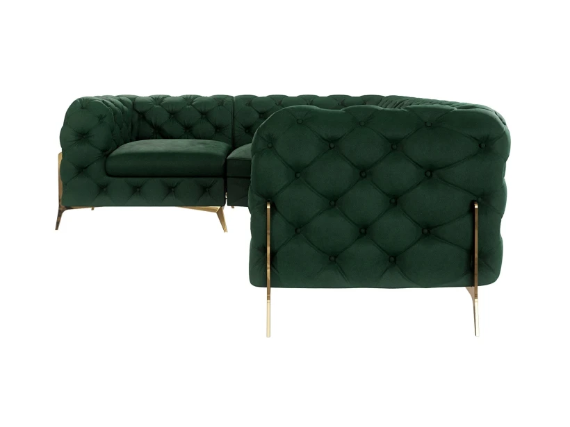 Natalie - Chesterfield Ecksofa mit Goldene Metall Füßen