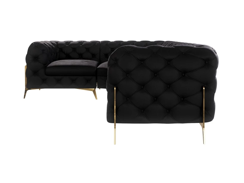 Natalie - Chesterfield Ecksofa mit Goldene Metall Füßen