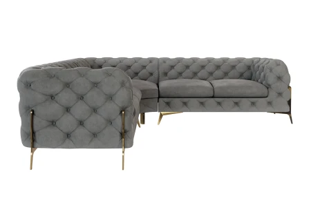 Natalie - Chesterfield Ecksofa mit Goldene Metall Füßen