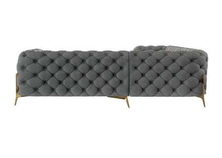 Natalie - Chesterfield Ecksofa mit Goldene Metall Füßen