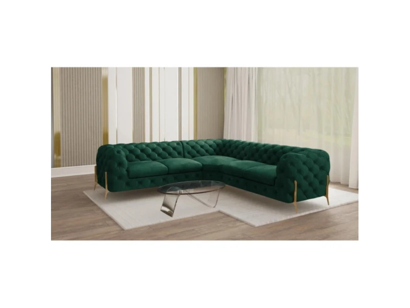 Natalie - Chesterfield Ecksofa mit Goldene Metall Füßen