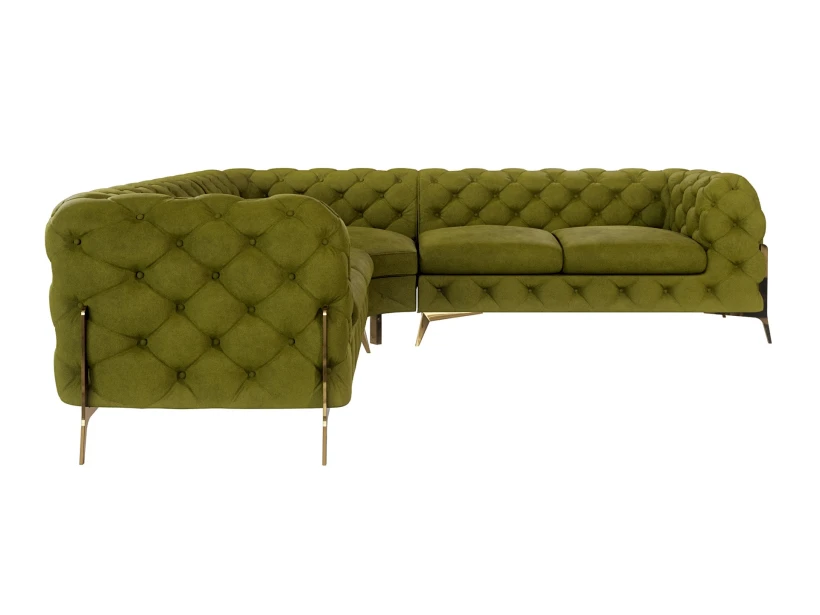 Natalie - Chesterfield Ecksofa mit Goldene Metall Füßen