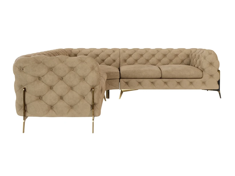 Natalie - Chesterfield Ecksofa mit Goldene Metall Füßen