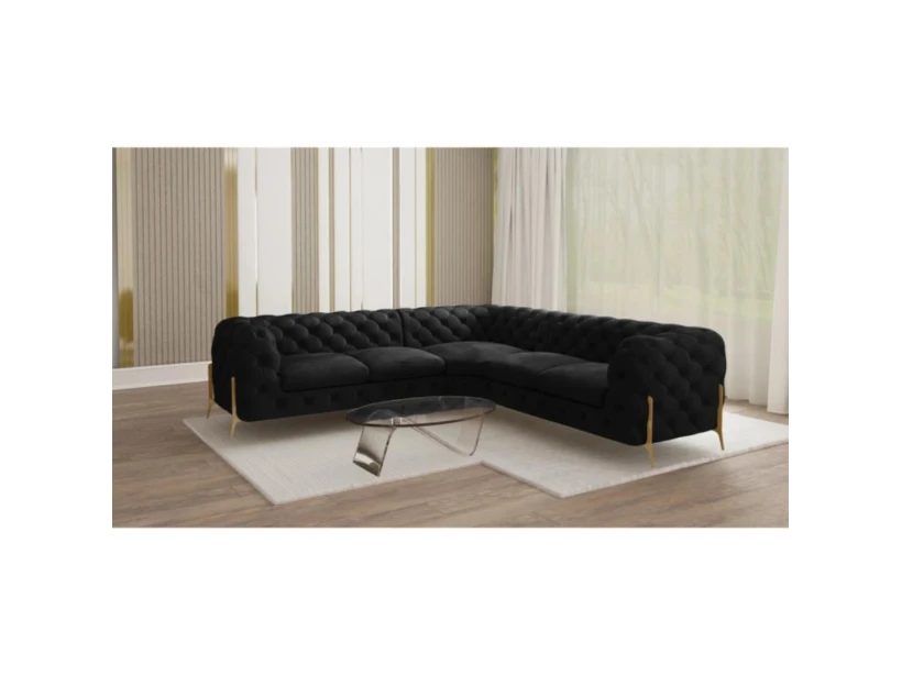 Natalie - Chesterfield Ecksofa mit Goldene Metall Füßen