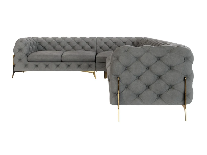 Natalie - Chesterfield Ecksofa mit Goldene Metall Füßen