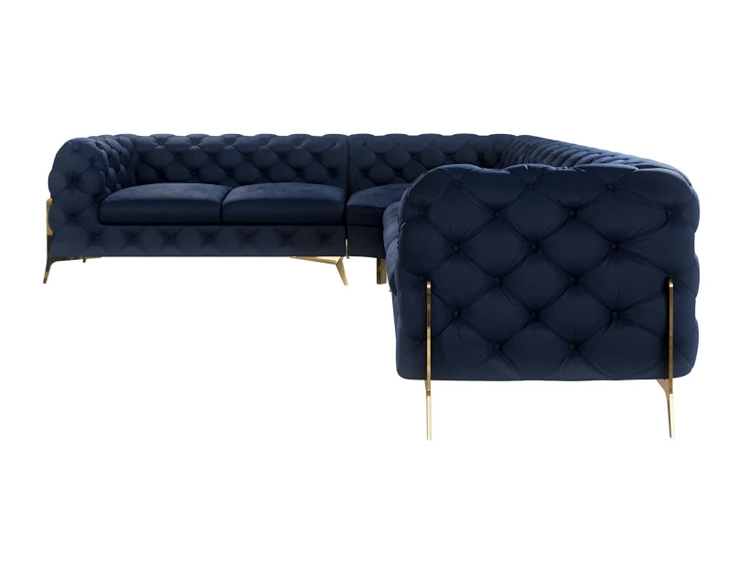 Natalie - Chesterfield Ecksofa mit Goldene Metall Füßen