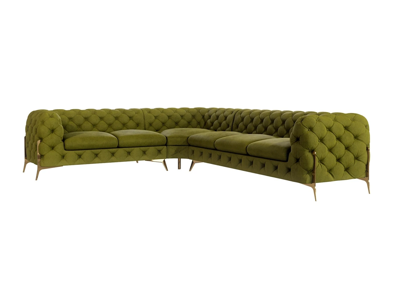 Natalie - Chesterfield Ecksofa mit Goldene Metall Füßen