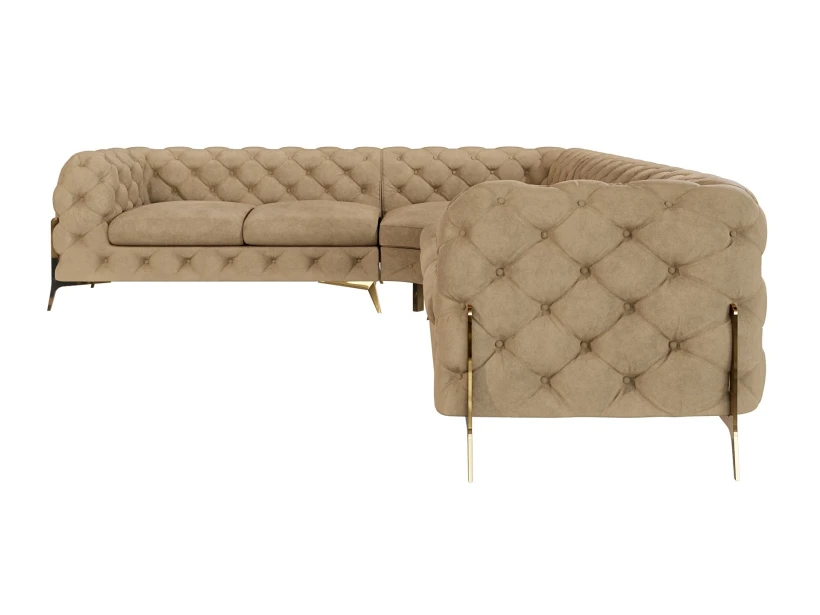 Natalie - Chesterfield Ecksofa mit Goldene Metall Füßen