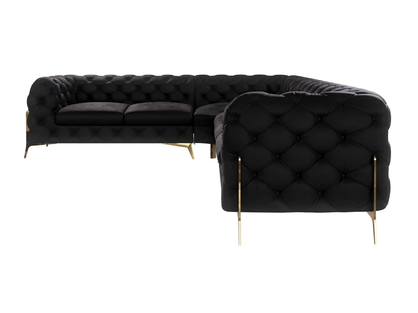 Natalie - Chesterfield Ecksofa mit Goldene Metall Füßen