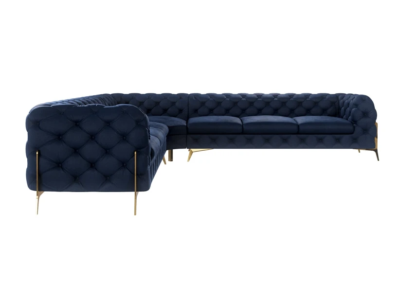 Natalie - Chesterfield Ecksofa mit Goldene Metall Füßen