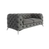 Paul - Chesterfield Sofa 2-Sitzer mit Silber Metall Füßen