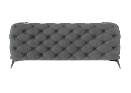 Paul - Chesterfield Sofa 2-Sitzer mit Silber Metall Füßen