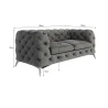 Paul - Chesterfield Sofa 2-Sitzer mit Silber Metall Füßen